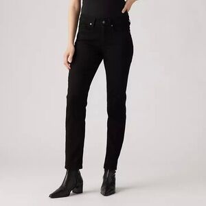 Women's Levis Straight Fit Black Mid-rise Denim Jeans